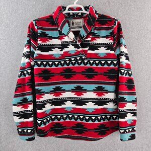 Outback Trading Sweater Womens Medium Aztec Western Navajo Fleece Pullover Red